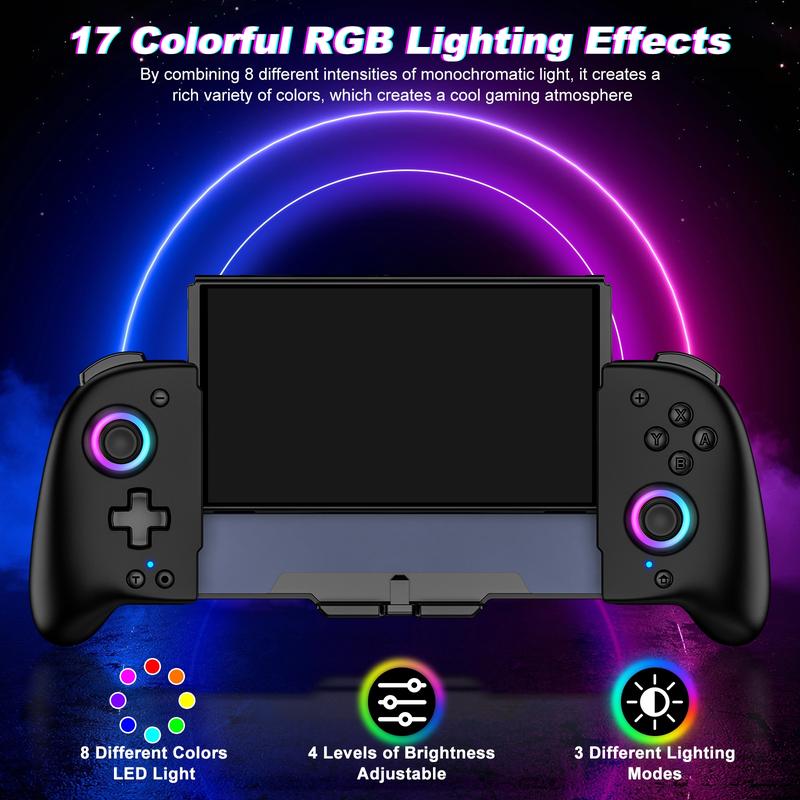 Switch Controllers for Switch OLED Controller, Switch Wireless Pro Controller Joypad, Full-Size Ergonomic Handheld Mode Controller with Battery RGB Turbo Programming