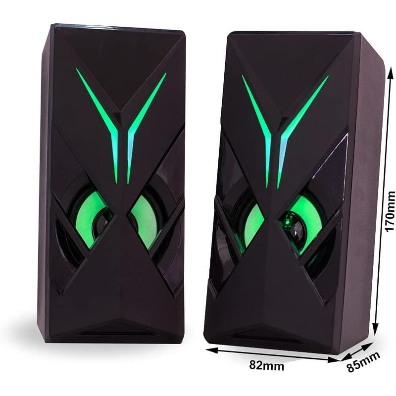 LED Speaker with Sharp Eye Volume Control USB Powered 3.5mm  Audio Gaming Speakers for PC, MP3 Player, Laptops, Smartphone