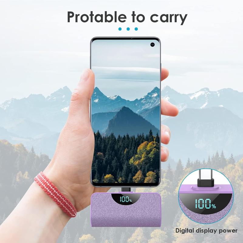 USB-C Portable Charger Power Bank 5200mAh,with iPhone 15 15 Plus 15 Pro 15 Pro Max Samsung,Moto,Google Pixel,Android Phones etc Charging Digital