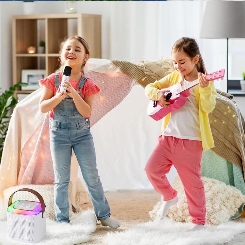 Karaoke Machine for Kids Adults,Portable Karaoke Machine with 2 Wireless Microphones, Mini Karaoke Machine with LED Lights, Bluetooth Speaker, Support TF Card, AUX Input for Kids Adults Birthday Party (White)