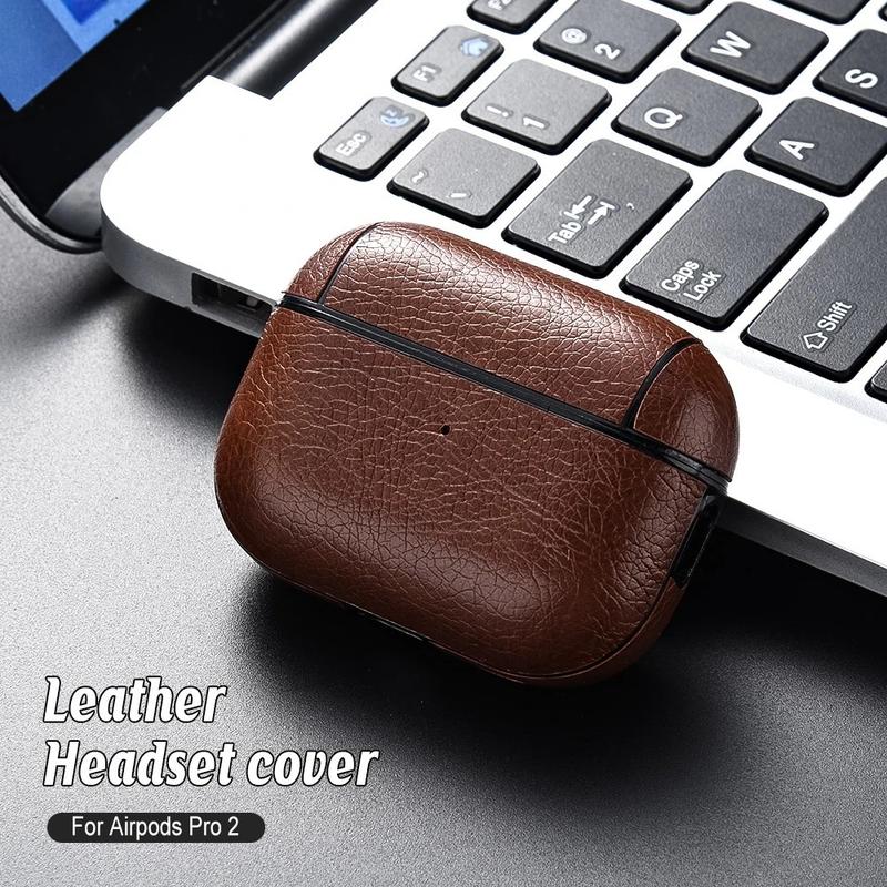 Leather Hard Plastic Cover for AirPods 4 Pro 2 Case - Pro 2nd Funda for AirPod 3 Pro Case Headphone Coque Protection Headset