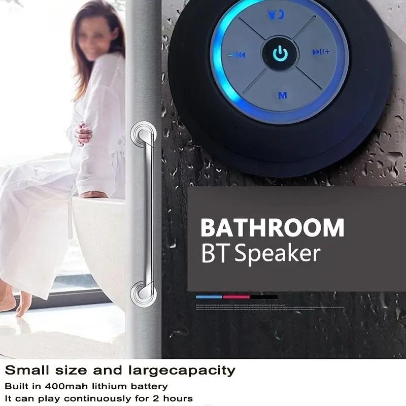 [Free Shipping] Suction Cup Bluetooth Shower Speaker with LED Light, IPX4 Waterproof, Portable Bathroom Bluetooth Speaker – Ideal Gift for Men & Women Audio Compact Smartphone