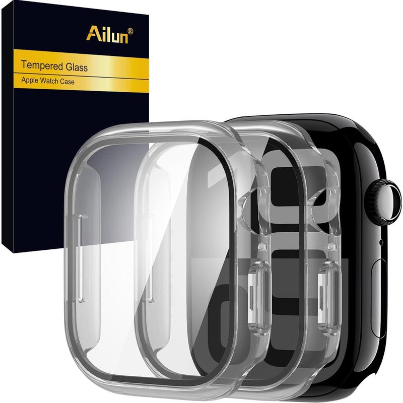 Ailun for Apple Watch Series 10 Screen Protector Case [46mm], Ultra-Thin Hard Case Built in Tempered Glass Screen Protector for iWatch, Shockproof Cover with Button [2][Clear]