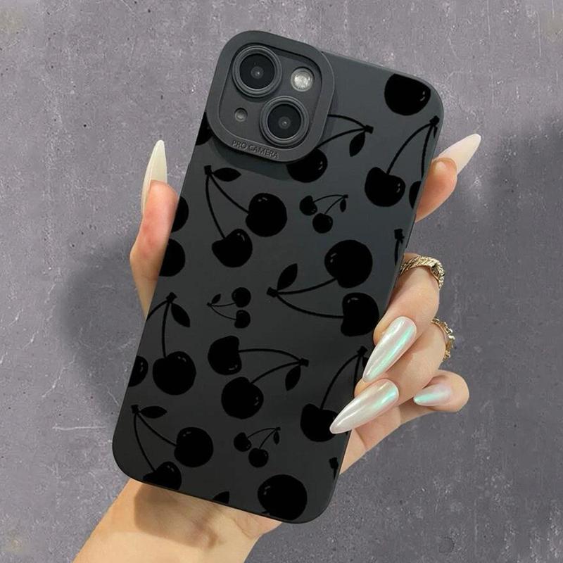 Cherry Pattern Phone Case for Summer, TPU All-inclusive Anti-fall Mobile Phone Protective Cover, Shockproof Phone Case for iPhone XR XS Max 11 12 13 14 15 Pro Max, for iPhone 16 Pro Max Case