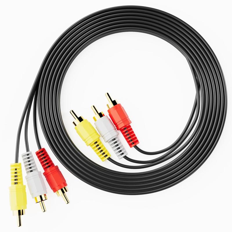 RCA Cables, 3RCA  Audio Video 24K  Plated Connecting Audio Video Components AV Male to Male  for Home Theater amp, Stereo Systems (5ft-2pcs)