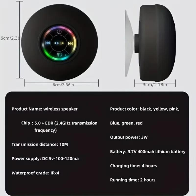 LED Bluetooth Speaker Wireless Waterproof Speaker with RGB Light, Rechargeable Battery for Smartphones and Audio Devices Christmas Gift portable bluetooth-compatible