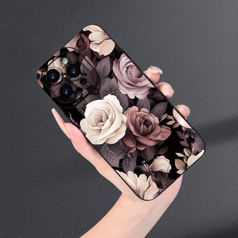 Floral Pattern Phone Case, Anti-drop Phone Protective Cover, Phone Accessory Compatible with iPhone 15 14 13 12 11 Pro Max XS XR X