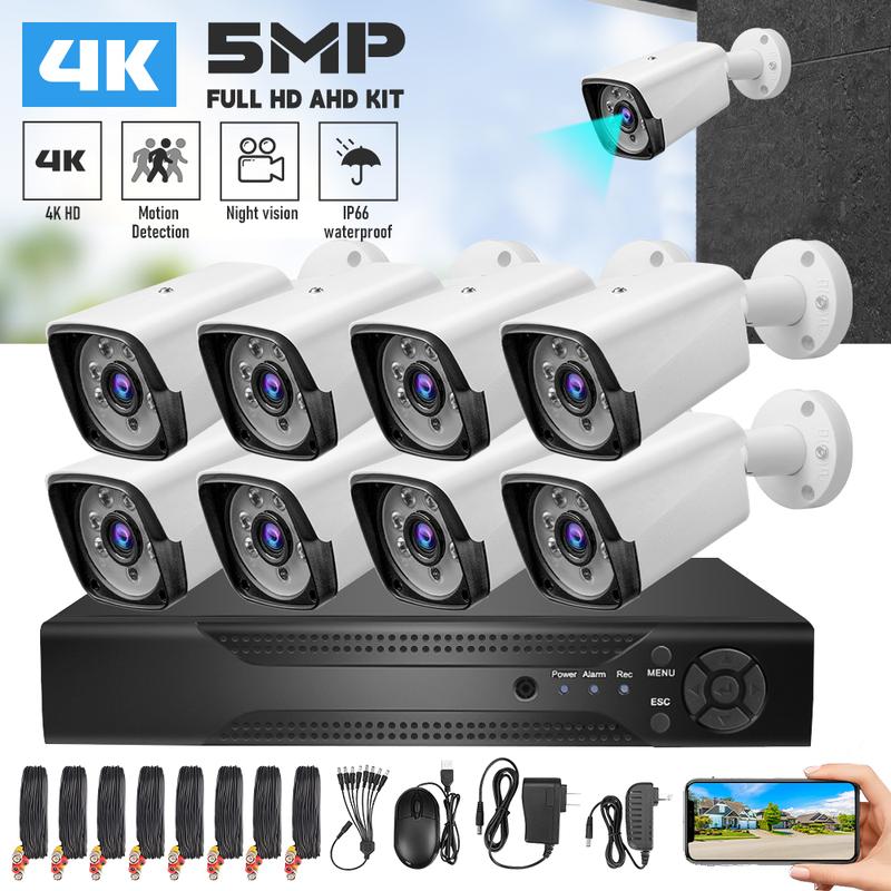 Security Camera System,1080P 8CH Home Security Systems with 8 pcs 2MP Full HD Cameras 1TB HDD Night Vision Motion Detection App for Indoor Outdoor Video Surveillance