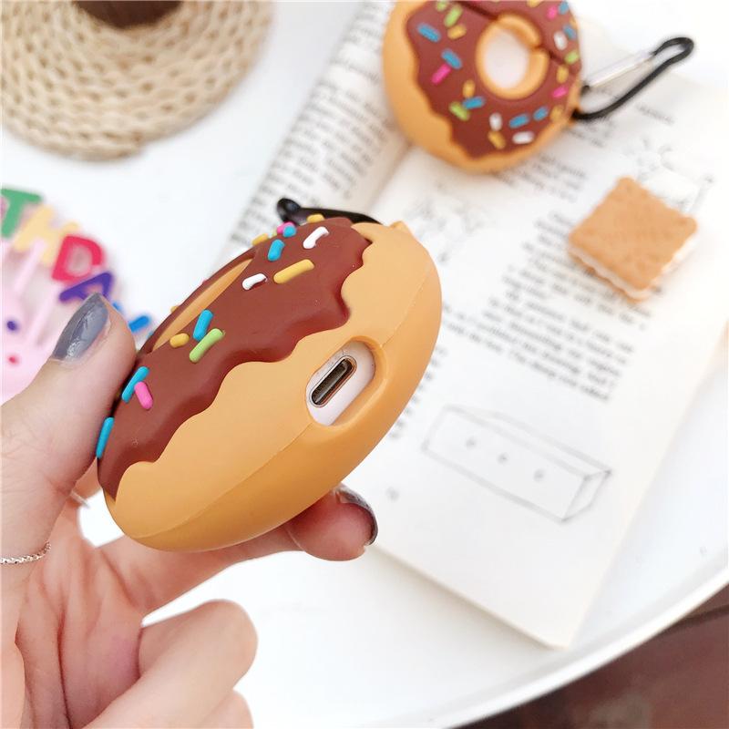 Creative Donut Headphone Cover, Premium Protective Case for AirPods, Silicone Soft Impact Resistant Case