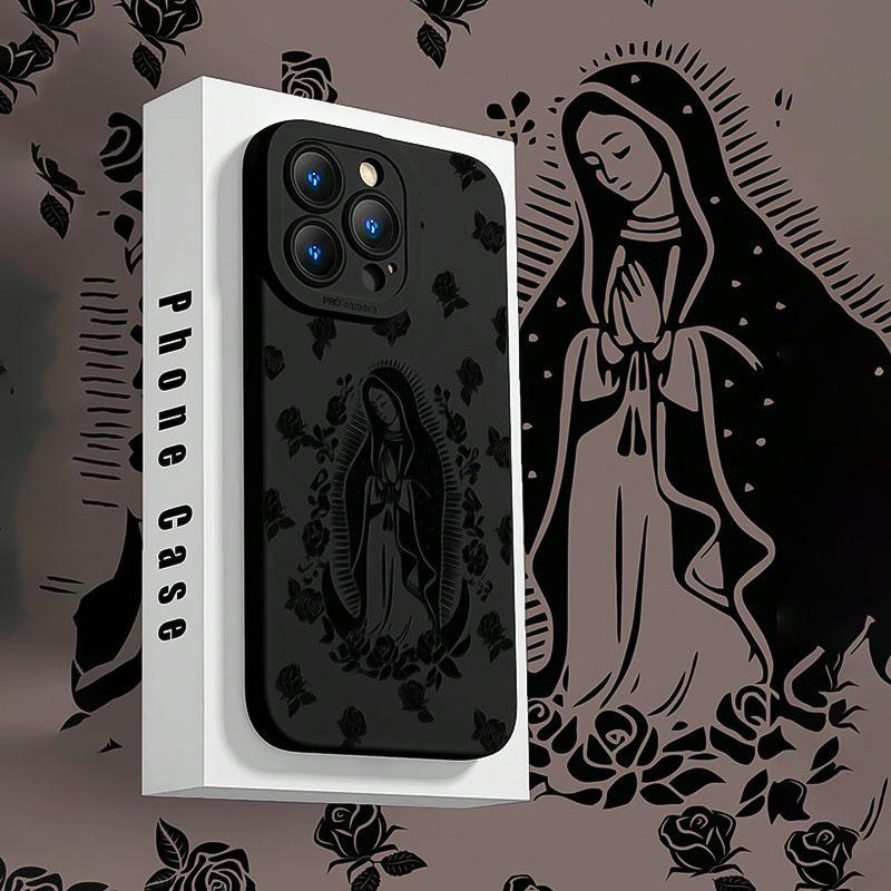 Religious Virgin Pattern Phone Case, Anti-drop Cellphone Protective Case, Total Protective Shockproof Mobile Phone Cover for iPhone 16 15 14 13 12 11 Plus Pro Pro Max