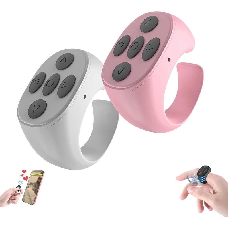 2024 Hot SaleTiktok Scrolling Ring, TIK tok Bluetooth Remote Control Ring Rechargeable Tiktok Clicker Button Finger Phone Control Ring for Kindle APP Page Turner Compatible with iPhone iPad iOS Android (White),2024 christmasa ornament,2024 fashion trends