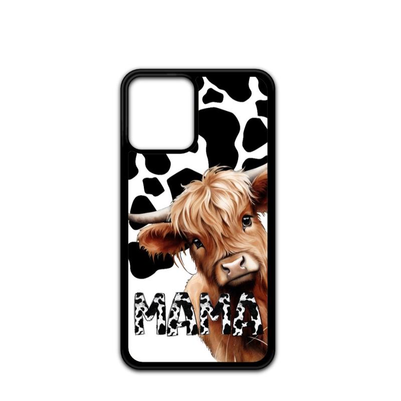 Mama Highland Cow Print Phone Case for iPhone - Shockproof Protection - Accessories Durable Protective Handheld Cover Protector