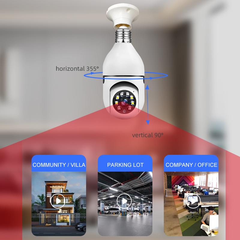 Light Bulb Security Camera 5G&2.4GHz WiFi 3MP Security Cameras Wireless Outdoor Motion Detection and Alarm,Two-Way Talk,Color Night Vision,Human Detection, Compatible  Micro SD,Time-limited offer，back to school goods