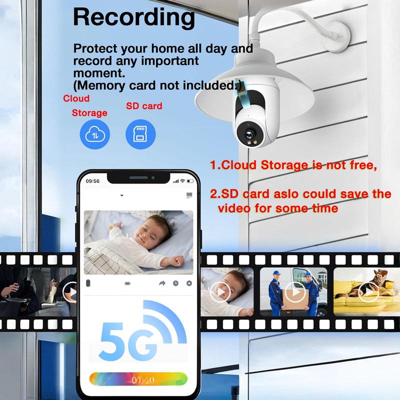 5G WiFi Remote Surveillance Camera, 1 Count E27 Socket 360 Degree Panoramic Security Camera, Wireless Bulb CCTV Camera for Home, Office, Factory