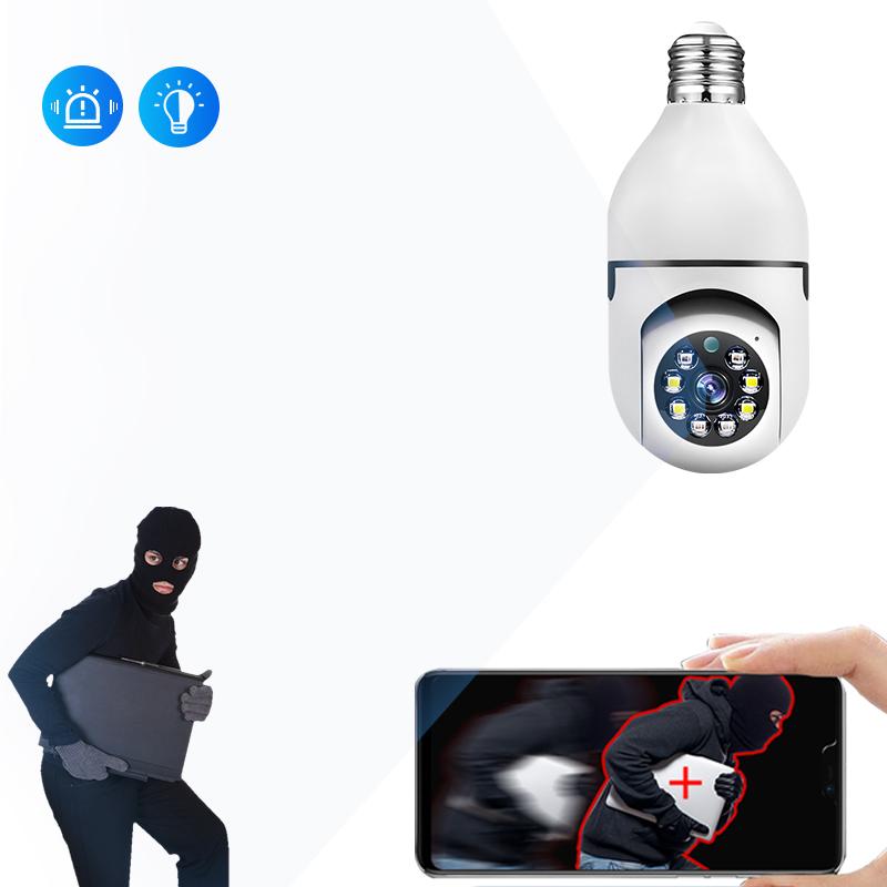 Light Bulb Security Camera 5G&2.4GHz WiFi 3MP Security Cameras Wireless Outdoor Motion Detection and Alarm,Two-Way Talk,Color Night Vision,Human Detection, Compatible  Micro SD,Time-limited offer，back to school goods