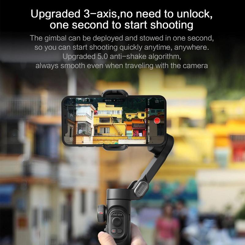 Handheld Anti-shake Selfie Stick, USB Rechargeable Phone Gimbal Stabilizer, Face Tracking Anti-shake Selfie Stick for Live Streaming, Interview