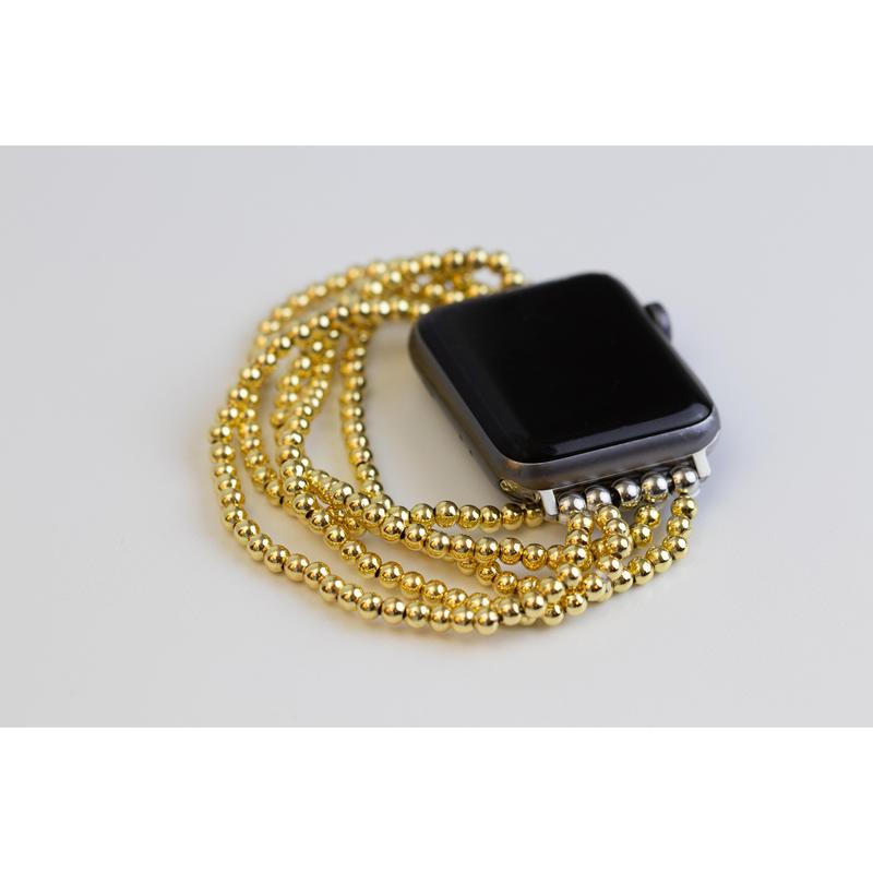 Tarnish-Resistant Golden Bead Apple Watch Band