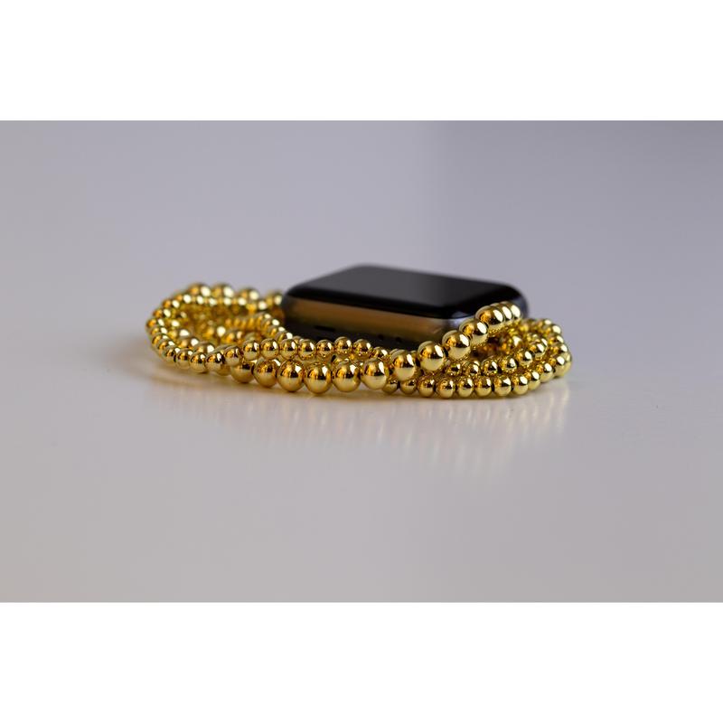 Tarnish-Resistant Golden Bead Apple Watch Band