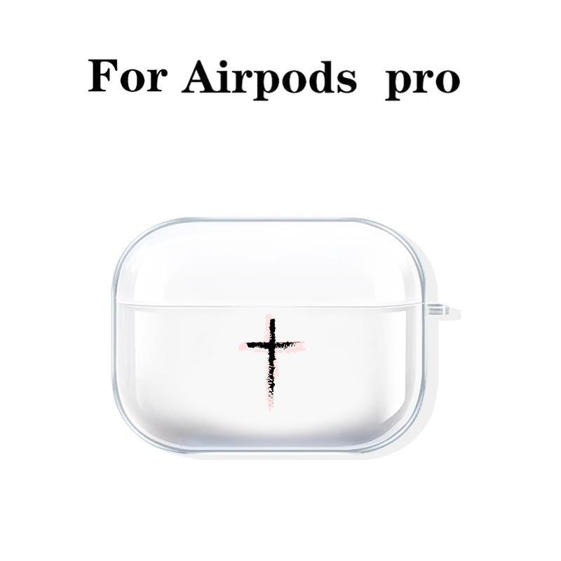 Cross Pattern Clear Earphone Case with Keychain, TPU Transparent Earphone Protective Cover, Earphone Accessories Compatible with AirPods 1 2 3 Pro