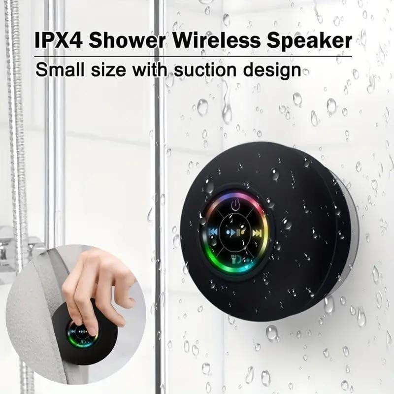 [Free Shipping]Mini Wireless Speaker with Suction CupColorful LED Lights, Built-in Mic, Shower Radio,Bluetooth Shower Speaker, Portable BluetoothSpeaker, IPX4 Waterproof, for Beach, Shower & Home