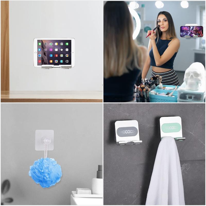 Shower Phone Holder, Shower Phone Mount Phone Holder for Shower Wall Mount Phone Holder Phone Wall Mount Adjustable Cellphone Stand Cell Phone Stand with Adhesive Pads for Bathroom Kitchen (1 PACK)