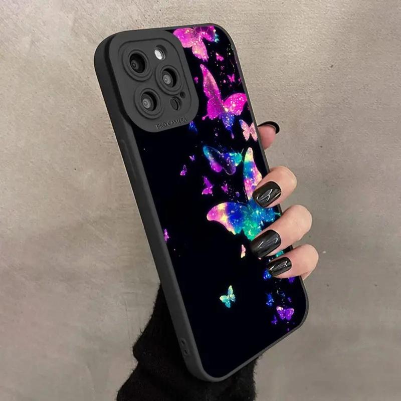 Colorful Dream Butterfly Pattern Phone Case, 1 Count Decorative Phone Protector Cover Compatible With iPhone 11 12 13 14 15 Pro Max 15 Plus XR