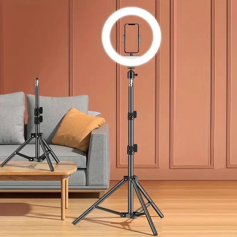 Selfie Ring Light with Phone Holder Tripod, 1 Set USB Powered LED Light, Summer Gift, Selfie Lamp with Telescopic Stand for Live Streaming, Tripod for iPhone