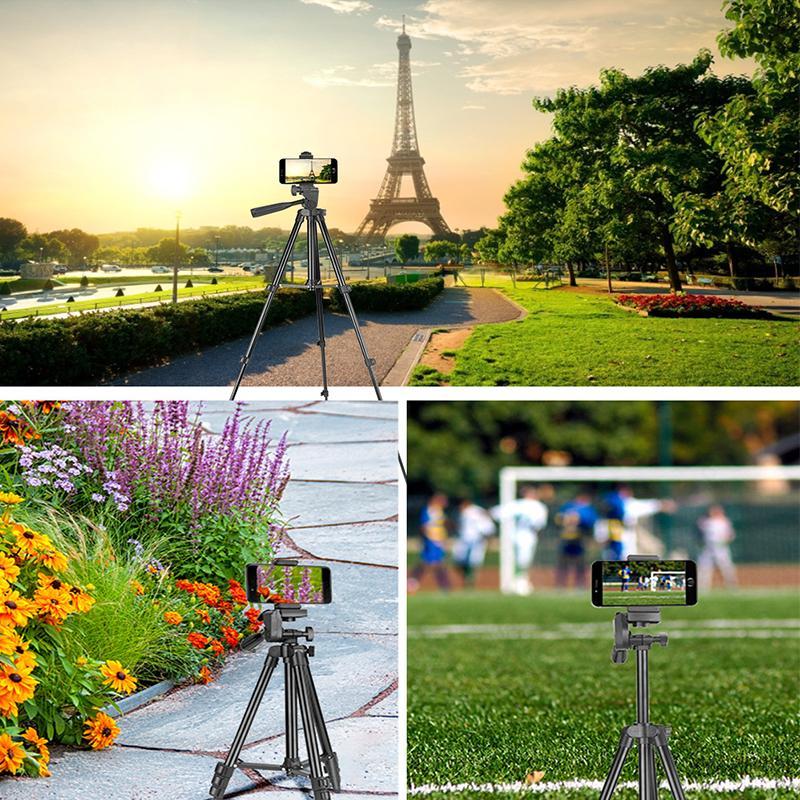 Portable Camera Tripod with Remote Control & Carry Bag, Multifunctional Phone Holder Tripod, Professional Aluminum Alloy Camera Tripod for DSLR SLR Camera