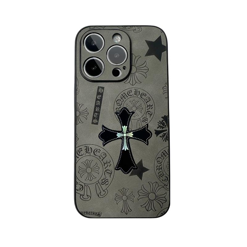 Suitable for iPhone 16 15 14 13 12 11 Pro, laser illuminated cross anti-fall phone case, shockproof decorative phone case, Halloween protection phone