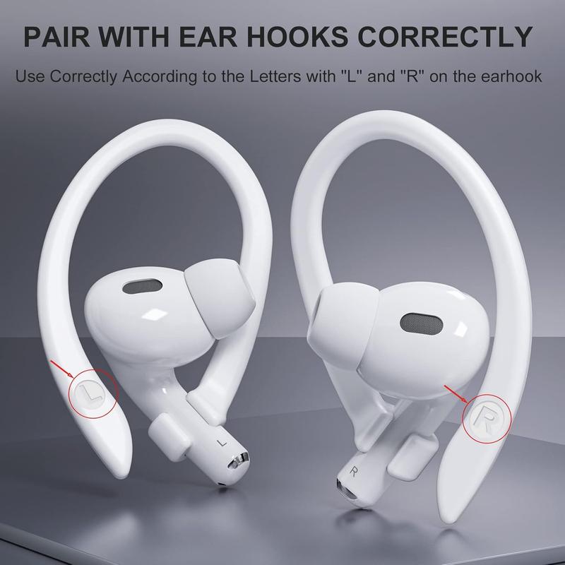 2 Pairs AirPods Ear Hooks Suitable for AirPods Pro 2, AirPods Pro, AirPods 3, 2 & 1, Upgraded Anti Slip Sports Clip Hooks Suitable for AirPods 1, 2, 3, Pro and Pro 2 – White