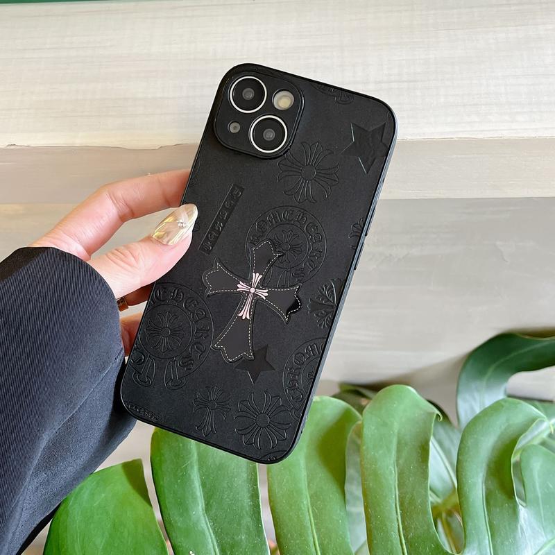 Suitable for iPhone 16 15 14 13 12 11 Pro, laser illuminated cross anti-fall phone case, shockproof decorative phone case, Halloween protection phone