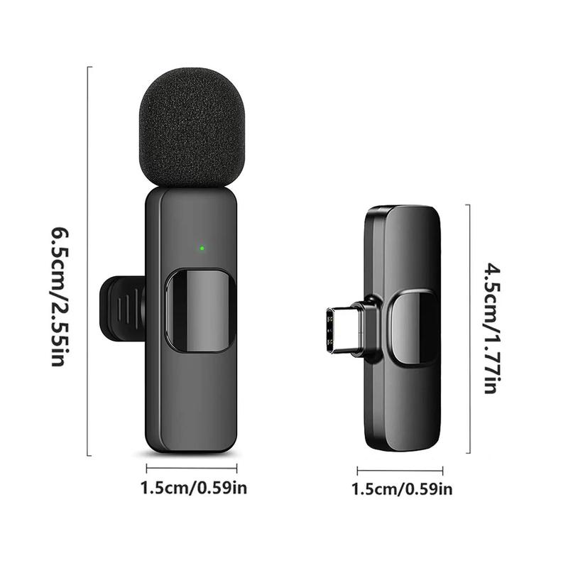 Wireless Lavalier Microphone, Rechargeable Wireless Microphone, Lapel Mic for Video Recording, Teaching, Interviews, Podcast