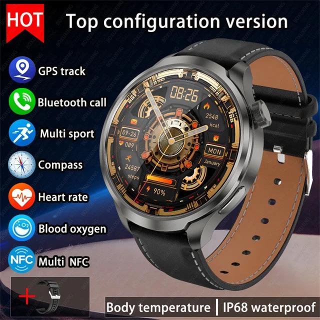 For HUAWEI Outdoor Sports Smart Watch Men AMOLED Screen NFC GPS Compass Heart rate Waterproof Bluetooth Call SmartWatch 2024 New