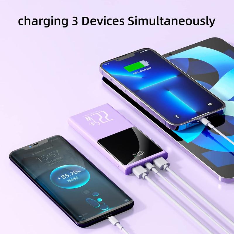 Portable Charger 10000mAh, Power Bank 5V 3A 22.5W Fast Charging USB-C in Out LCD Dispaly Battery Backup for iPhone 15 14 13 12 11,Samsung,Google Android