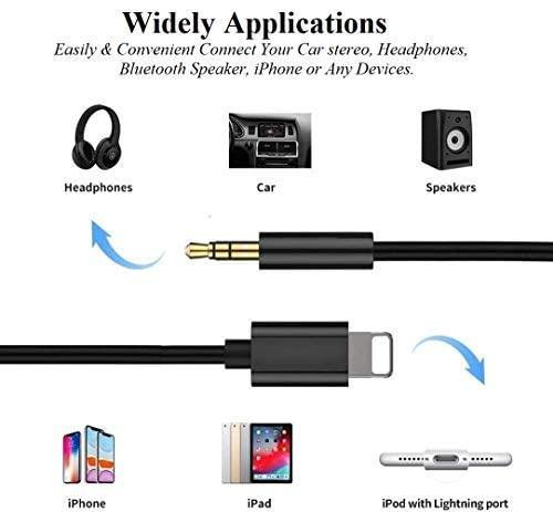 Aux Cord Cable for iPhone, Apple MFi Certified Lightning to 3.5mm Aux Cable for Car Compatible for iPhone 14 13 12 11 Pro Max XS XR X 8 7 6 iPad iPod to Car Home Stereo Speaker Headphone Accessories Connector Plug