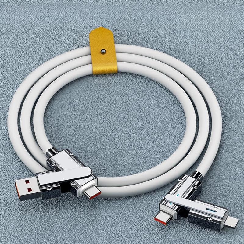 4 In 1 Type-C Charging Data Cable, Multipurpose Phone Fast Charging Data Cable, Multifunctional USB Charging Cable for iPhone & iPad