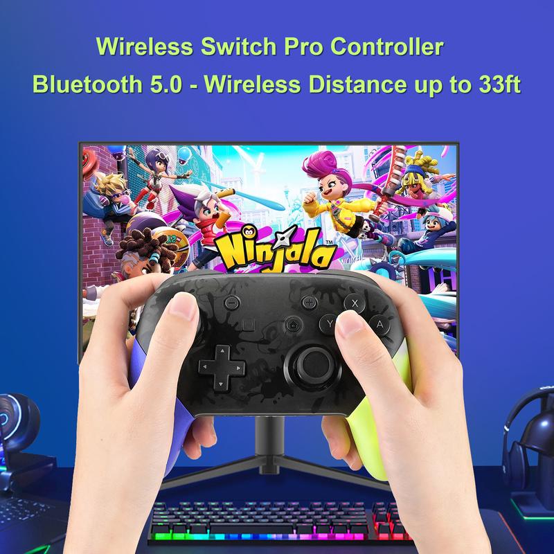 NFC Switch Pro Controller Compatible with Nintendo Switch OLED LITE Controller Supports NFC&Wake Up Function,Cool Gaming Accessories for Switch OLED LITE Console,Charger Dock,LR Switch Controller,Carry Case and so on.