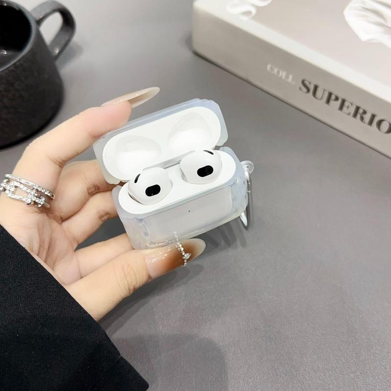 Simple Wave Design Clear Earphone Case with Hook, Anti-fall Earphone Protective Cover, Earphone Accessories Compatible with AirPods 1 2 3 Pro