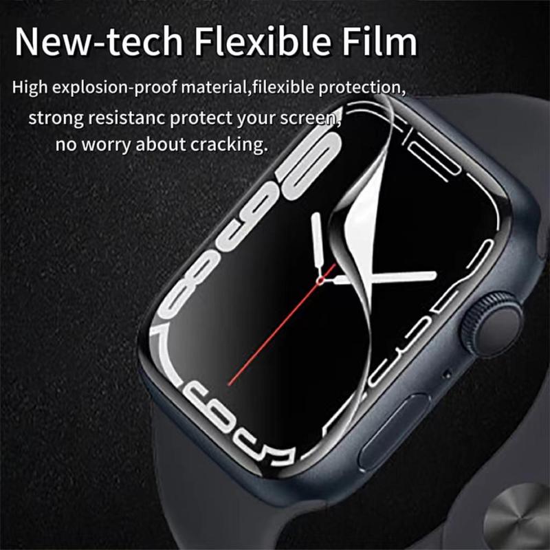 Full Coverage Watch Protector Film, Watch Protector Film Set with Sticker Tool & Cleaning Bag, Anti-fall Watch Protective Film Compatible with iWatch Series