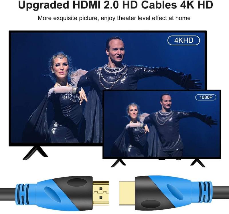 4K HDMI Cable 6FT, 10FT, 15FT, 20FT, 25FT, 30FT, 35FT, 50FT, 100FT Lengths for Selection, 4K 120hz,eARC,HDCP 2.2&2.3, Compatible for HDTV PS5 Xbox