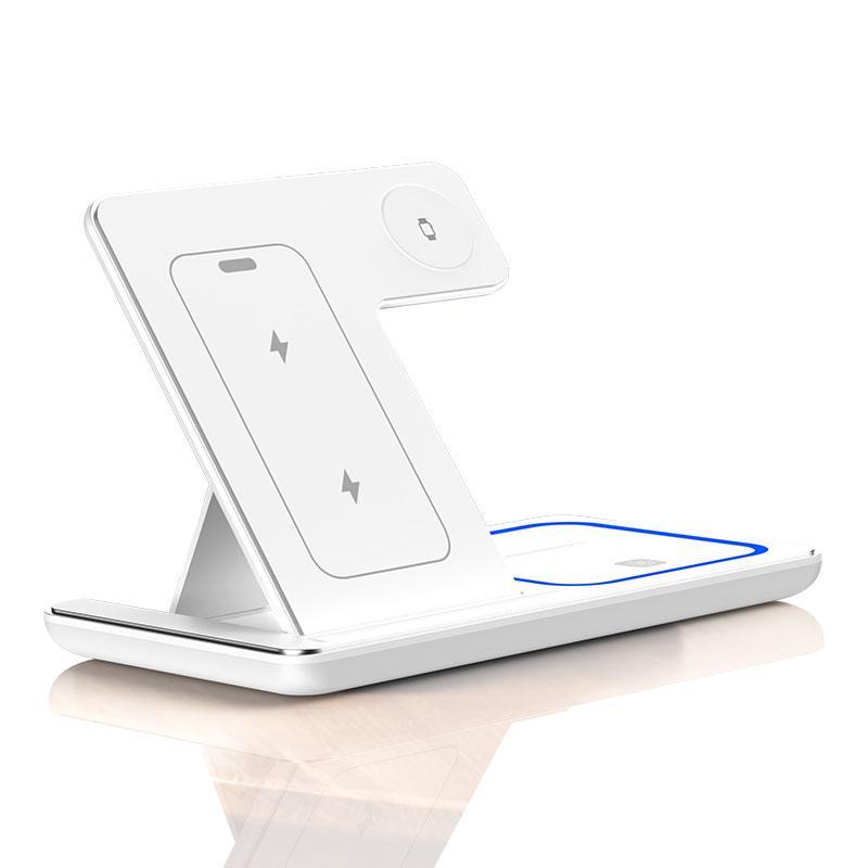 20W 3 in 1 Wireless Charger, Foldable Office Travel Charger, Charging Stand with LED Light for iPhone 15 14 13 12 11, Apple Watch, AirPods