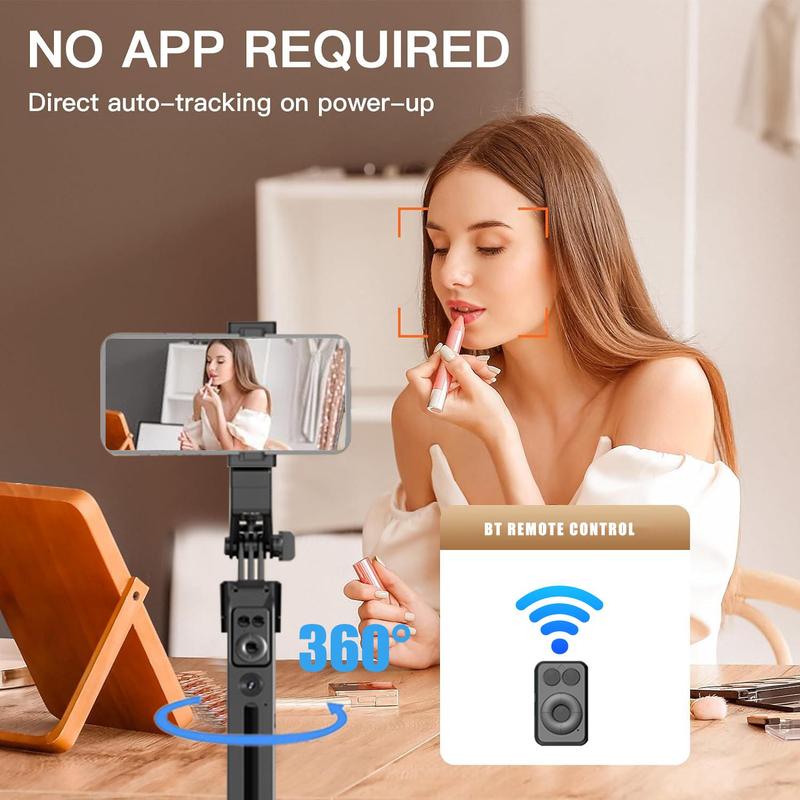 Auto Face Tracking Tripod, 360° Rotation Smart Phone Holder with Remote Control, Moving Tripod for iPhone Video Vlog Live Stream