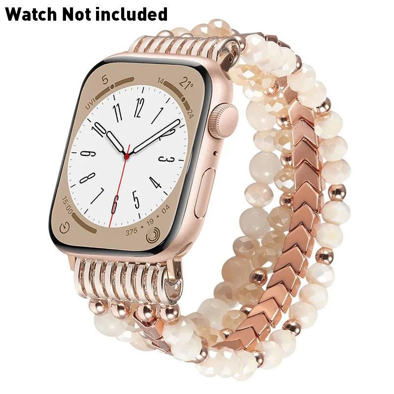 Beaded Smartwatch Band Compatible with Apple Watch, Fashion Elastic Stretch Watch Band for iWatch Series SE 9 8 7 6 5 4 3 2 1, Wearable Band for Summer