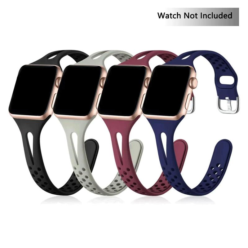 Solid Color Watch Bands for iWatch (Band Only), 4 Counts Soft Breathable Stretchy Watch Bands, Fashion Watchbands For Apple Watch