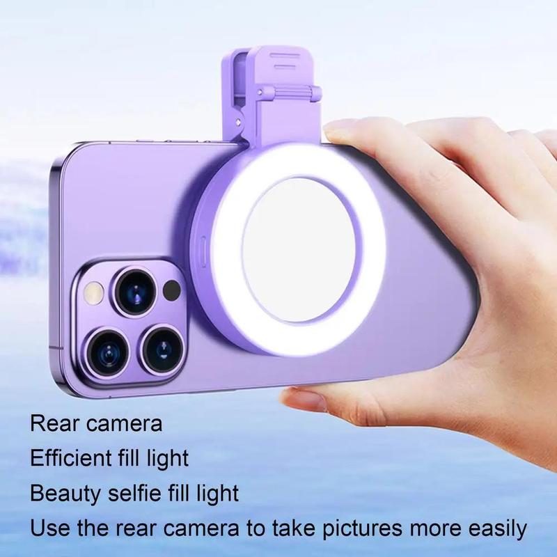 Portable Mini Foldable Selfie Mirror, Multipurpose Mini Rechargeable Selfie Mirror, HD Live Broadcast Fill Light, Foldable Selfie Mirror for Phone, Selfie Accessories