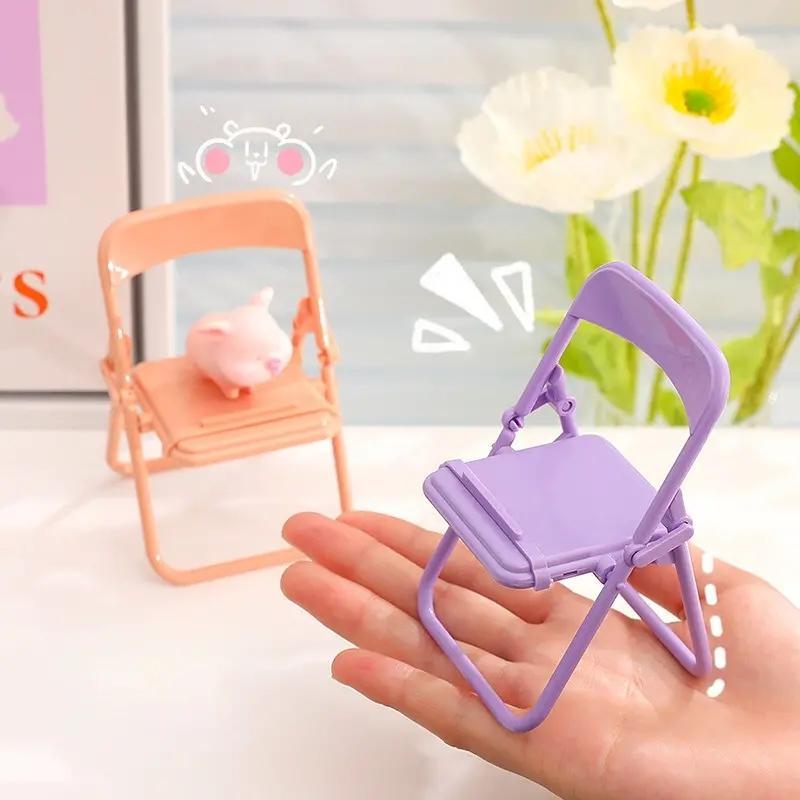 Creative Chair Shaped Mobile Phone Holder, Desktop Portable Mini Chair Phone Rack, Solid Color Foldable Phone Stand For Home Office Use