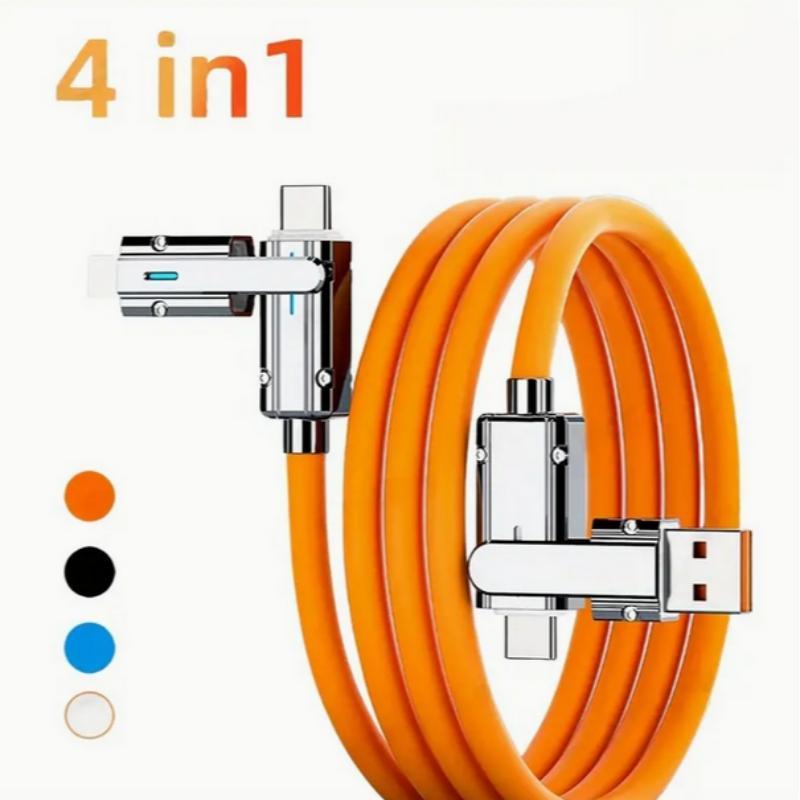 4 In 1 Type-C Charging Data Cable, Multipurpose Phone Fast Charging Data Cable, Multifunctional USB Charging Cable for iPhone & iPad