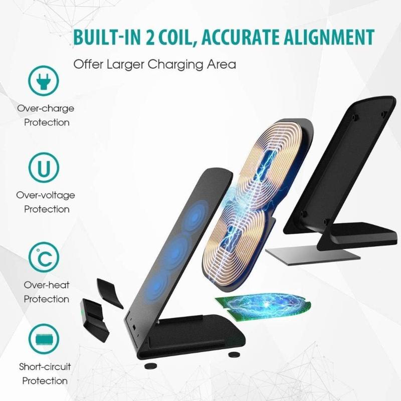 FDGAO 20W Fast Charger Wireless Charging Station Mobile Phone Charger Holder for Apple iPhone 16 15 14 13 12 11 X Samsung Huawei Xiaomi and ALL Wireless-Standard Smartphones