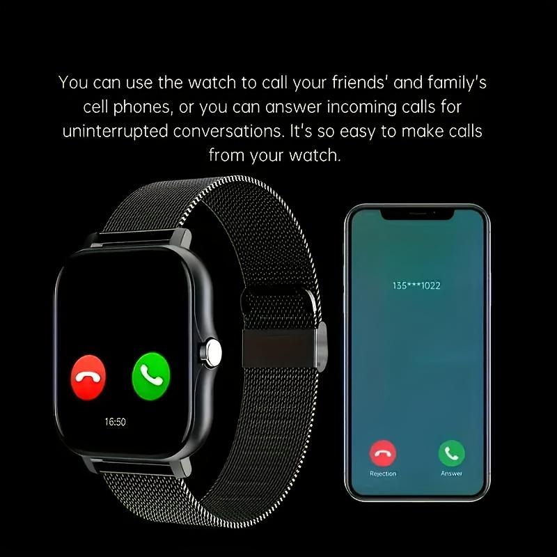 Smart Watch, Wireless Call Answer and Multiple Sport Mode, Remind of Long-Time Sitting Weather Forecast Message Notification, Frameless Slim Design, Suitable for Android and iPhone, Great Gift for Both Men and Women