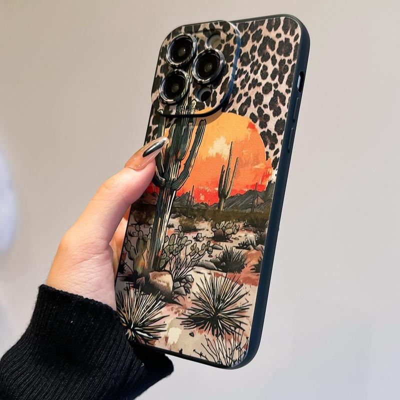 Fashion Leopard Print Phone Case, Decorative Phone Protector Cover, Phone Accessories Compatible with iPhone 15 14 13 12 11 XS XR X 7 8 Plus Pro Max Mini